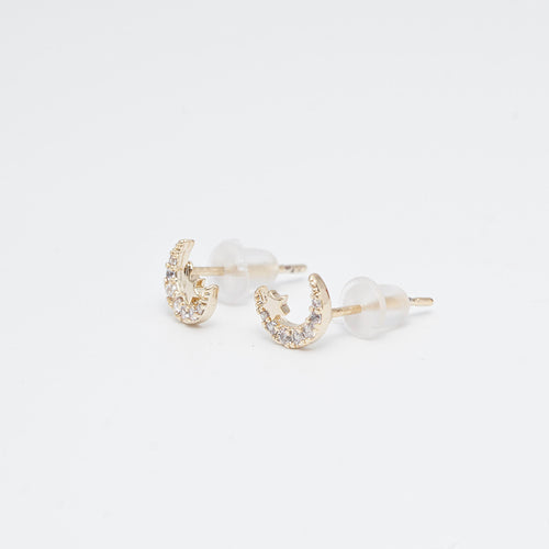 Mini Moon & Star Stud Earrings – Gold